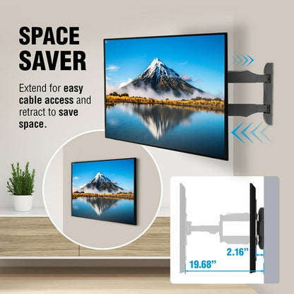 Full Motion TV Wall Mount Bracket for 26–75 in TVs, Tilt and Swivel