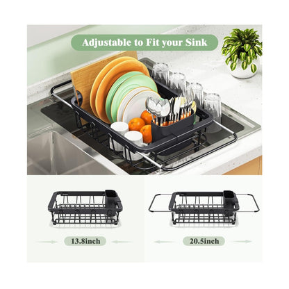 New Expandable Dish Drying Rack - Black