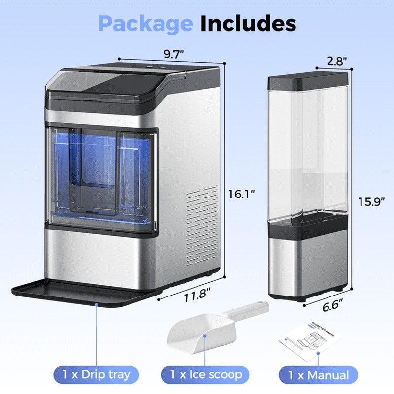 Ice Maker Countertop, Nugget Ice in 6 Mins, 44LBS/Day Chewable Ice Machine