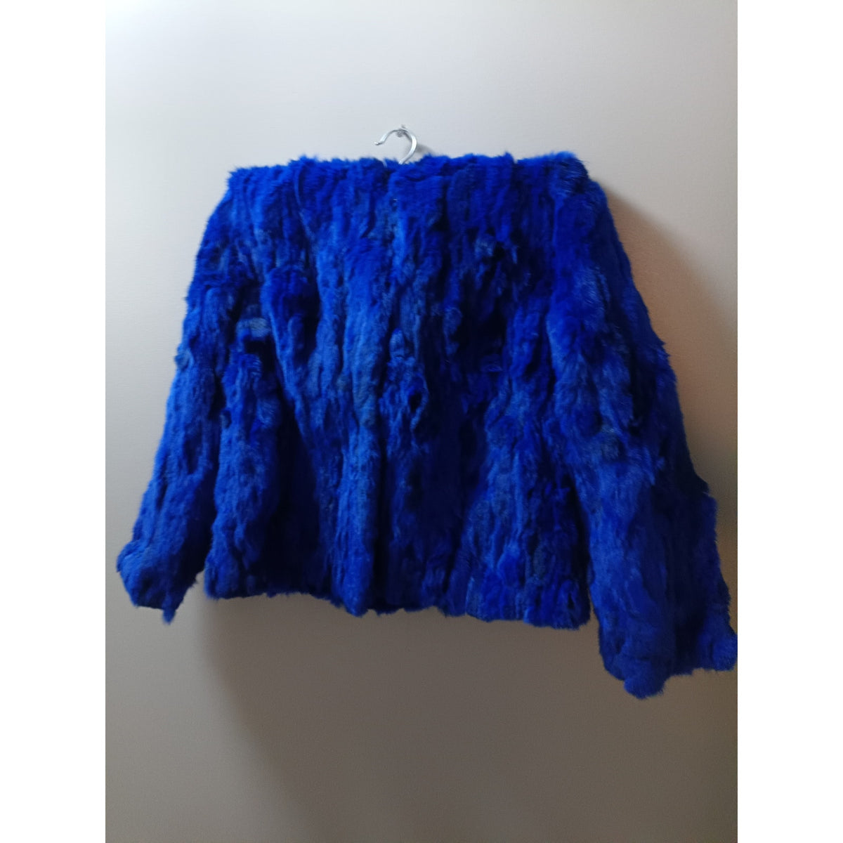 Brand New Women's Blue Natural Rabbit Fur Hooded Jacket Coat Size XL