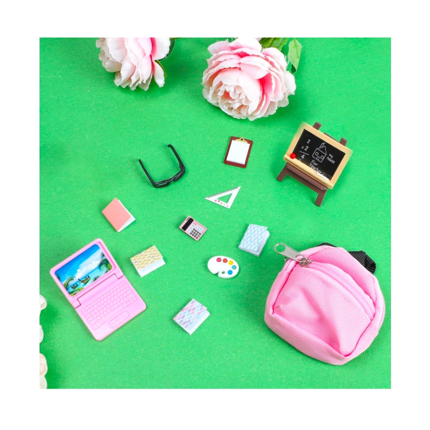 34 Pieces Doll House School Supplies Mini School Accessories