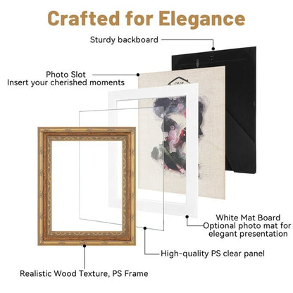 8x10 Vintage Picture Frame with Glass