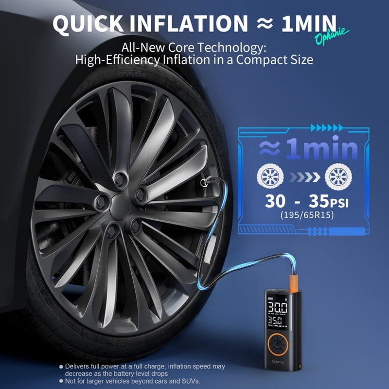 Ophanie Cordless Portable Tire Inflator 160 PSI, 4000mAh,  Bicycle, Motorcycles