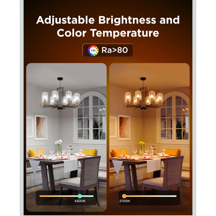 Govee E12 Smart Led Bulb Color Changing Candelabra Bulbs 450 LM, 80 CRI, 4 Pack