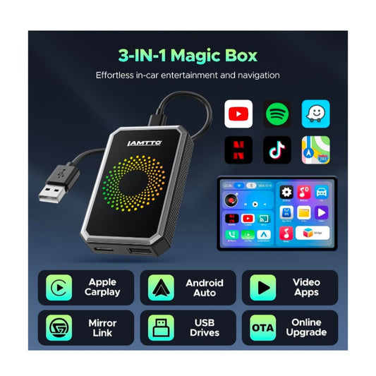 Car Vehicle Video Box for Streaming Netflix/YouTube/TikTok Wireless Carplay Adapter