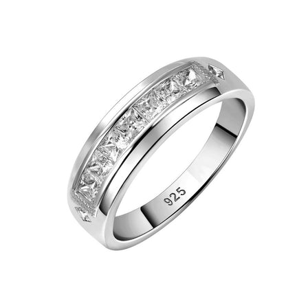 Mens Wedding Band Ring 2Ct Princess 5A Cubic Zirconia 925 Sterling Silver Size 13