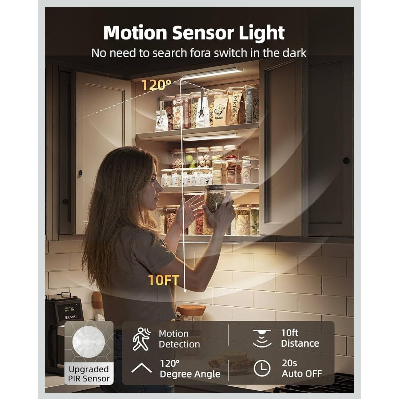 Set of 6 12in Under Cabinet Magnetic Rechargeable Motion Sensor Light