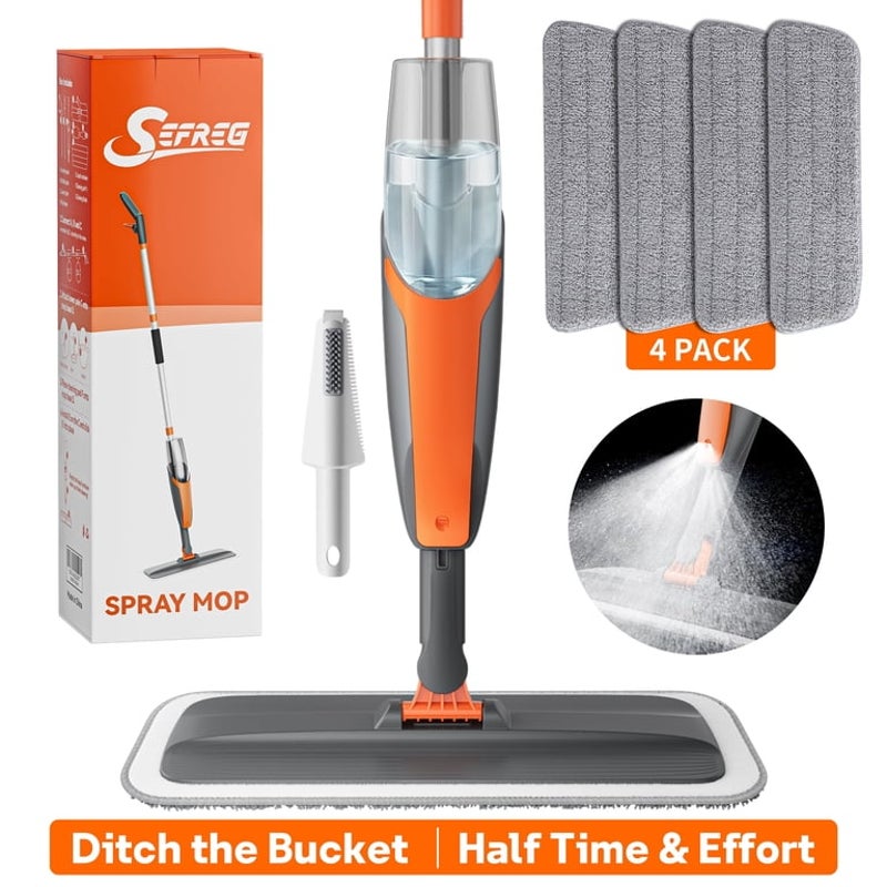 Spray Mop for Multi-Surface Heavy-Duty Cleaning with Washable Microfiber Pads