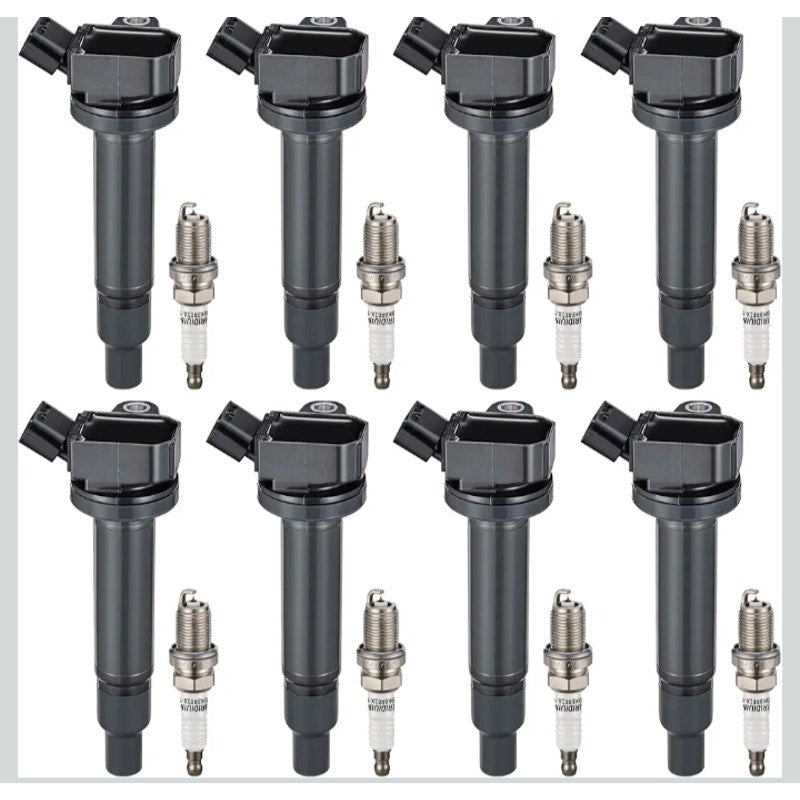 Ignition Coil Pack & Spark Plug Set of 8 Compat w/ Lexus GS430 GX470 LS430 LX470