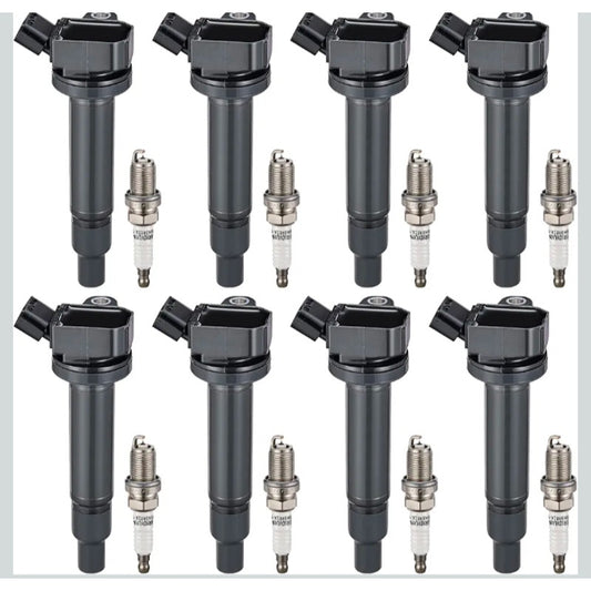 Ignition Coil Pack & Spark Plug Set of 8 Compat w/ Lexus GS430 GX470 LS430 LX470