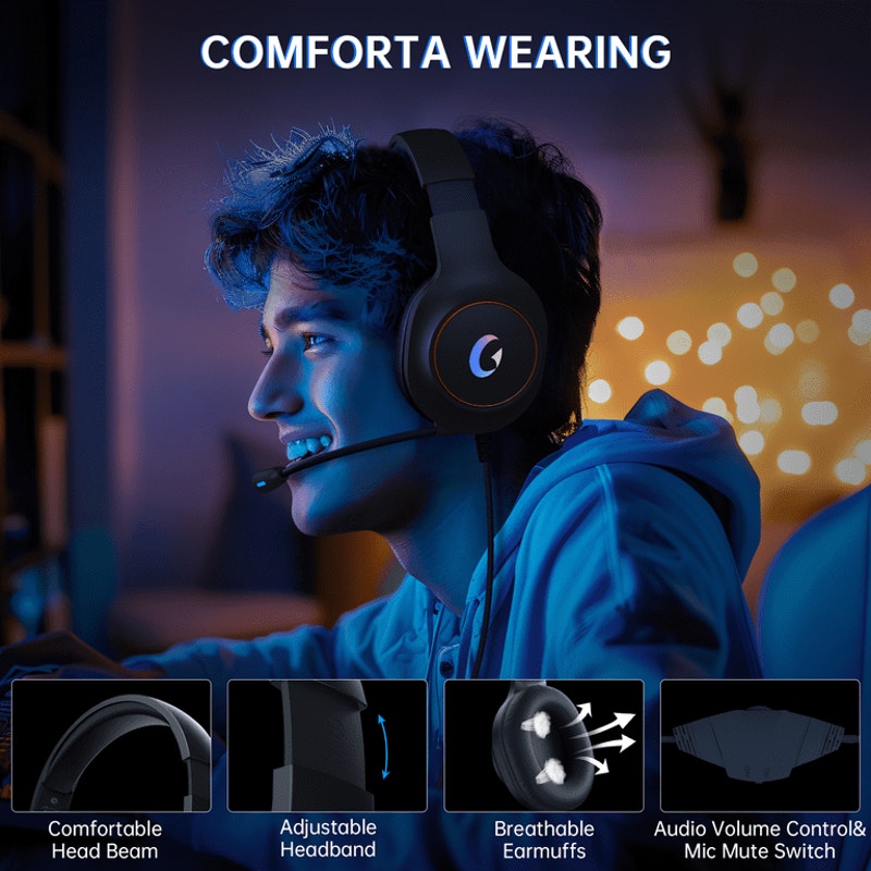Gaming Headset for PC, PS5, PS4, Xbox Series X/S, Xbox One, Switch, Mac, Xbox