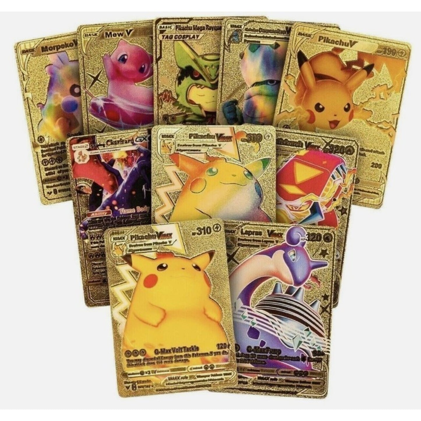 55Pcs Pokemon Card Foil GOLD PACK CARDS TCG GX Vmax GX Card Charizard christmas