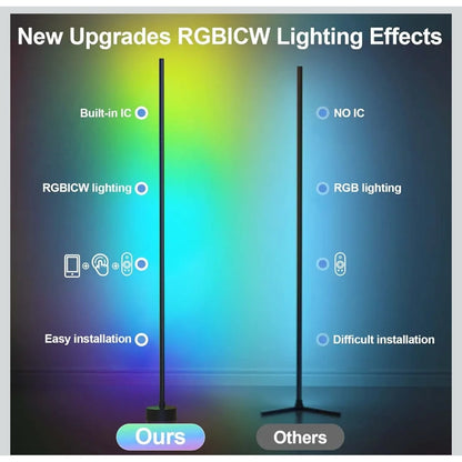 Set of 2 Smart Floor Lamp 2 Pack LED Color Changing Lamps Remote Bluetooth Timer