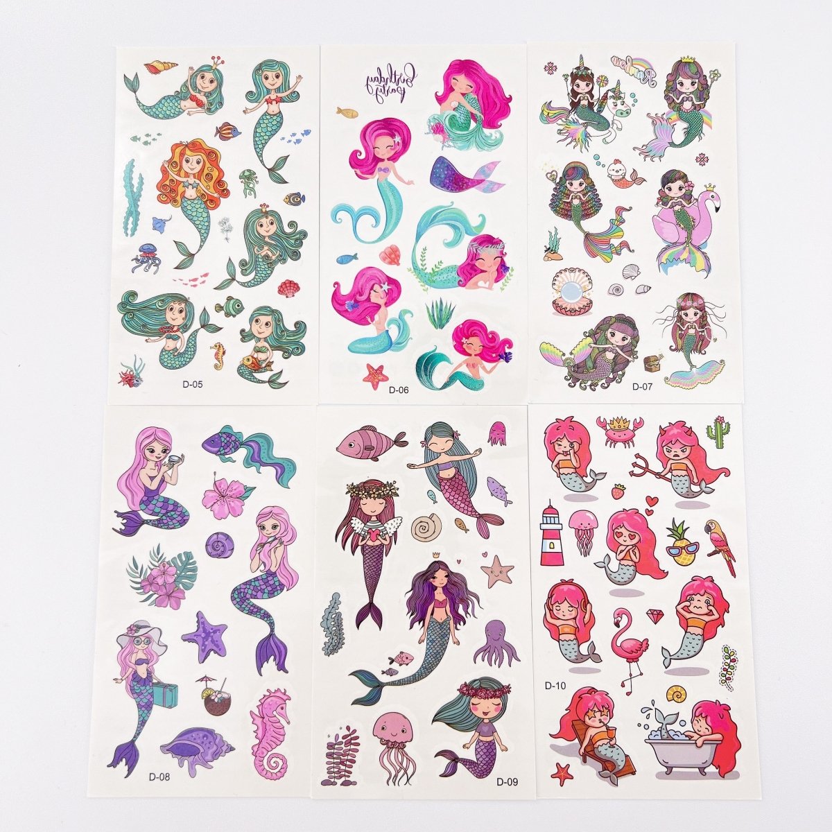 Mermaid Tattoos for Kids – 10 Sheets Party Favor Body Stickers