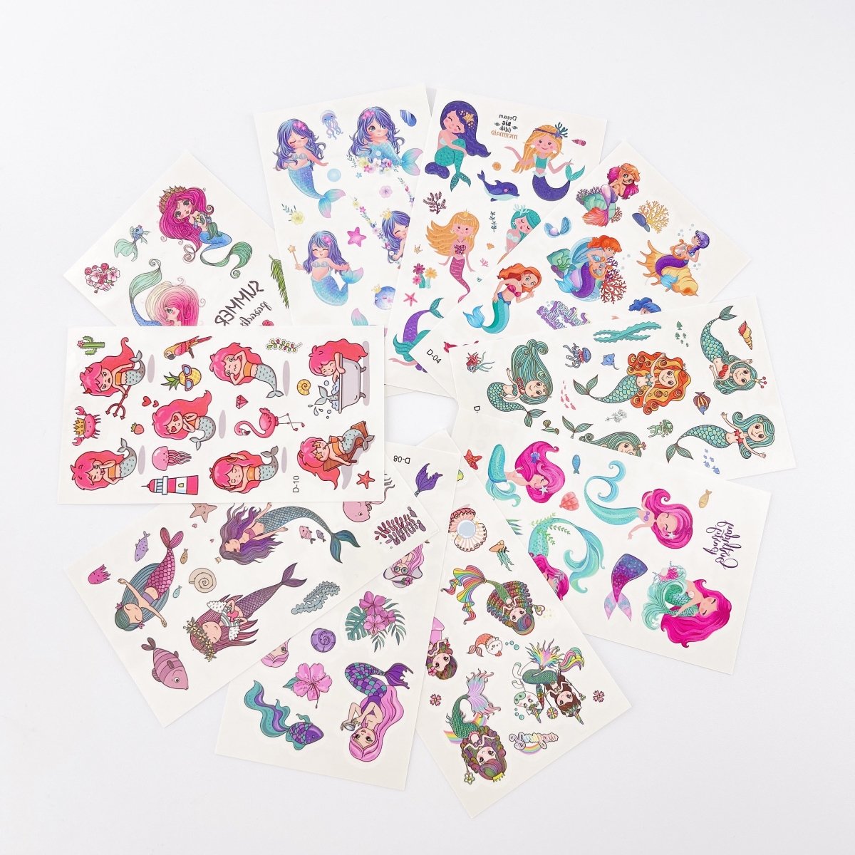 Mermaid Tattoos for Kids – 10 Sheets Party Favor Body Stickers