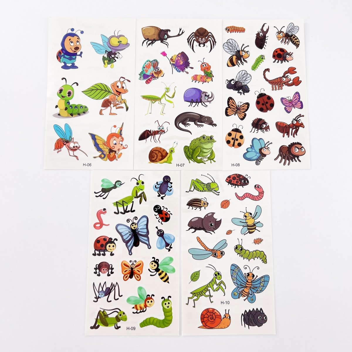 Cartoon Bugs Tattoos – 10 Sheets Non-Toxic Waterproof Stickers