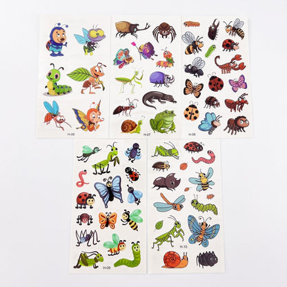 Cartoon Bugs Tattoos – 10 Sheets Non-Toxic Waterproof Stickers
