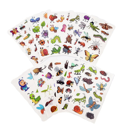 Cartoon Bugs Tattoos – 10 Sheets Non-Toxic Waterproof Stickers