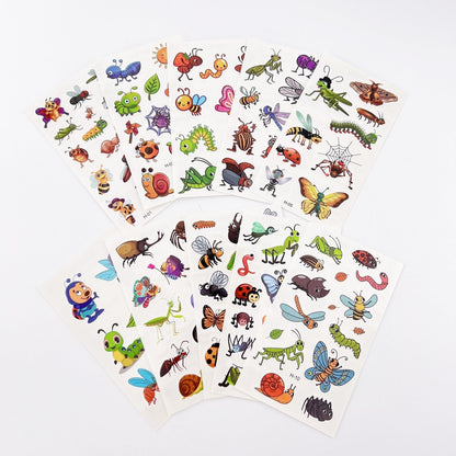 Cartoon Bugs Tattoos – 10 Sheets Non-Toxic Waterproof Stickers