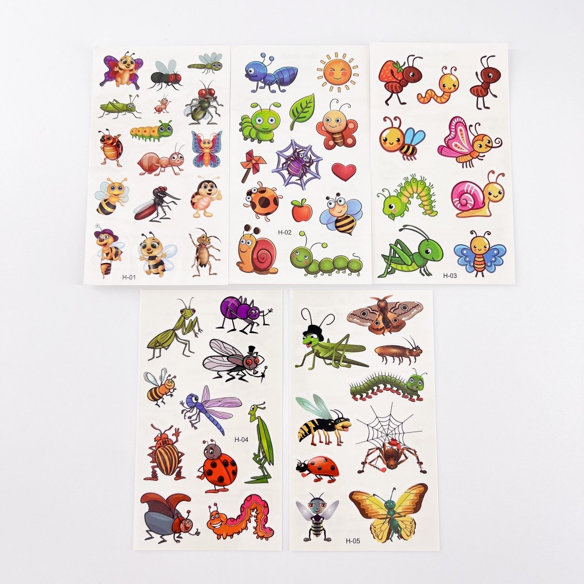 Cartoon Bugs Tattoos – 10 Sheets Non-Toxic Waterproof Stickers