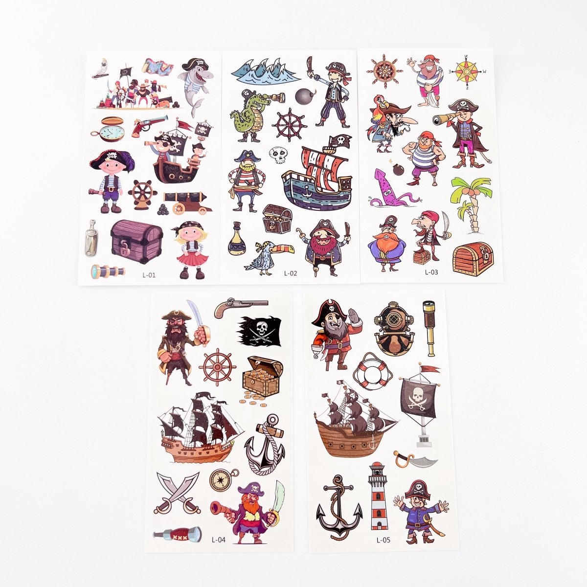 Cartoon Pirate Tattoos for Kids – 10 Waterproof Tattoo Sheets