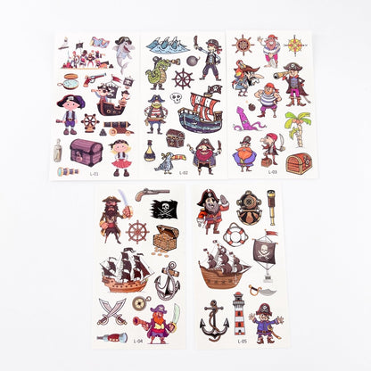Cartoon Pirate Tattoos for Kids – 10 Waterproof Tattoo Sheets