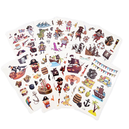 Cartoon Pirate Tattoos for Kids – 10 Waterproof Tattoo Sheets