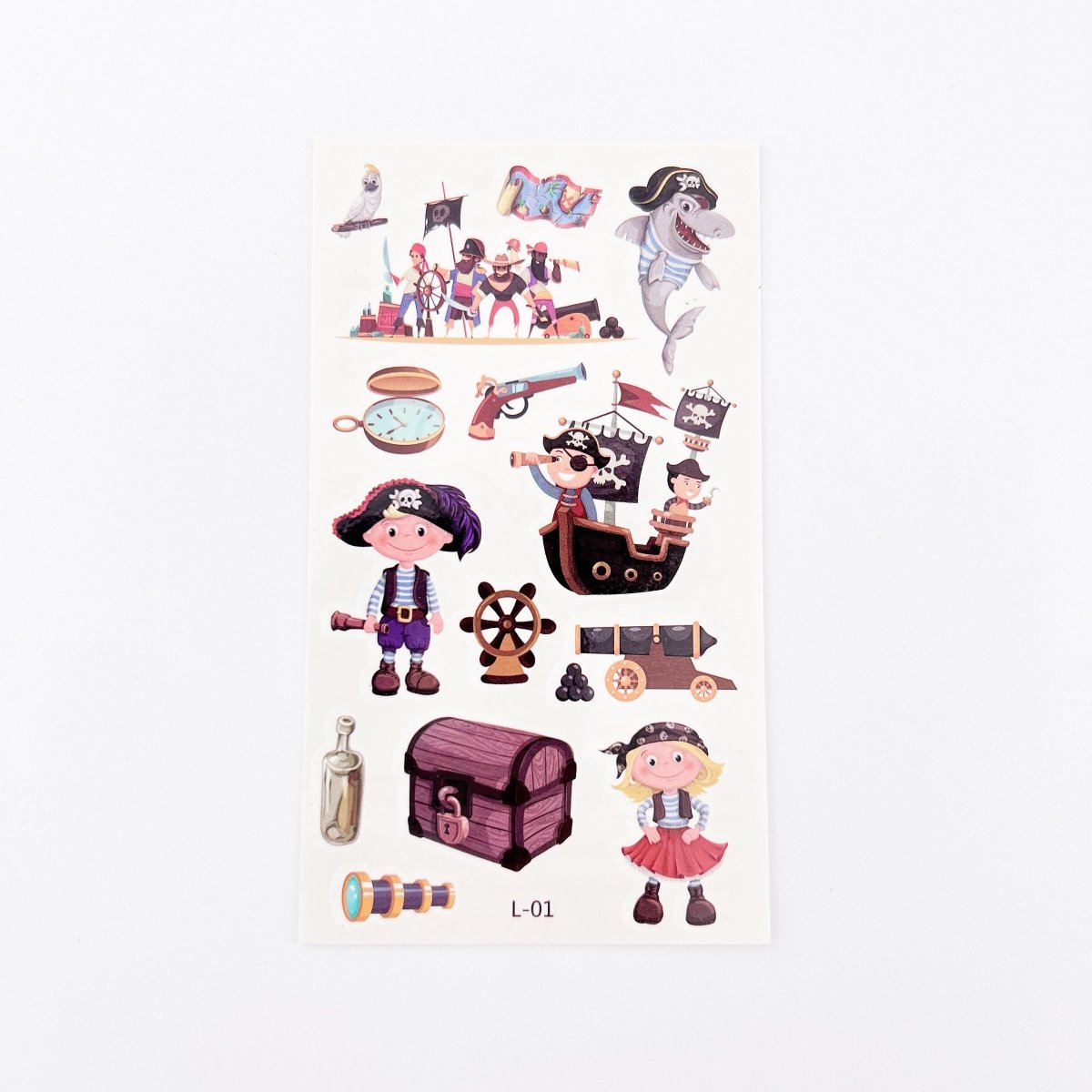 Cartoon Pirate Tattoos for Kids – 10 Waterproof Tattoo Sheets