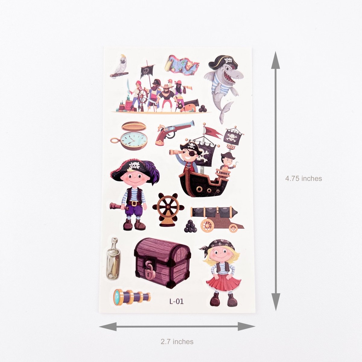 Cartoon Pirate Tattoos for Kids – 10 Waterproof Tattoo Sheets