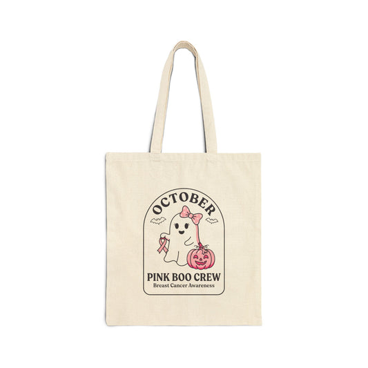October Pink Boo Crew Tote | Breast Cancer Awareness Ribbon, Pink Halloween Design