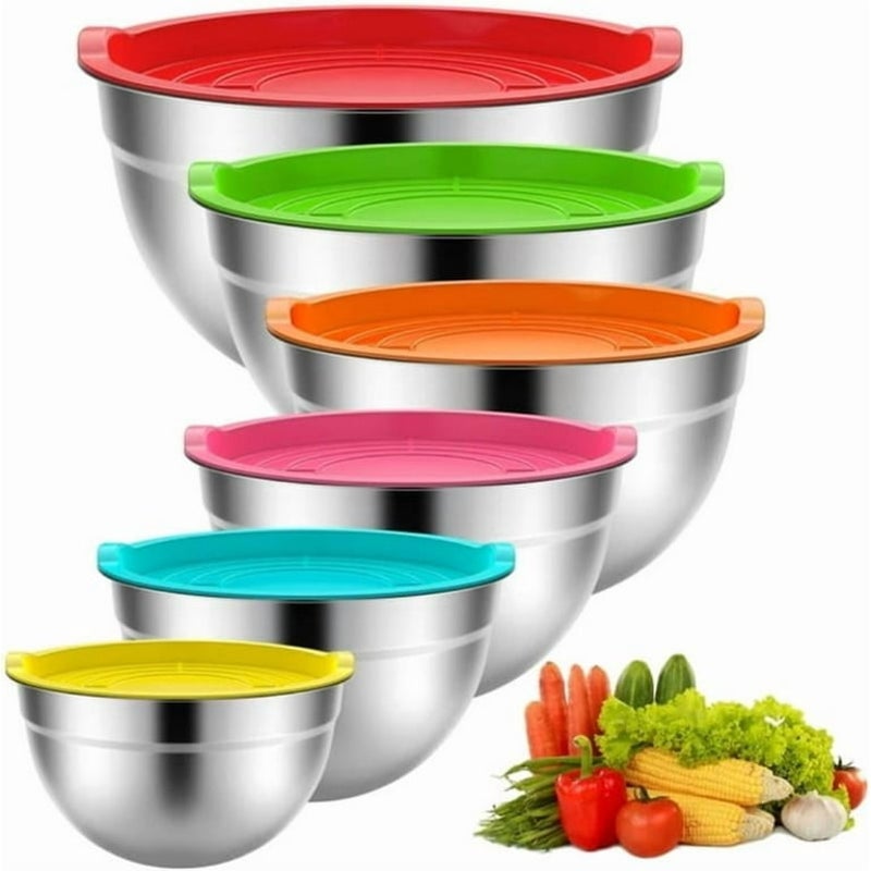 12 Piece Stainless Steel Mixing Bowl Set with Lids