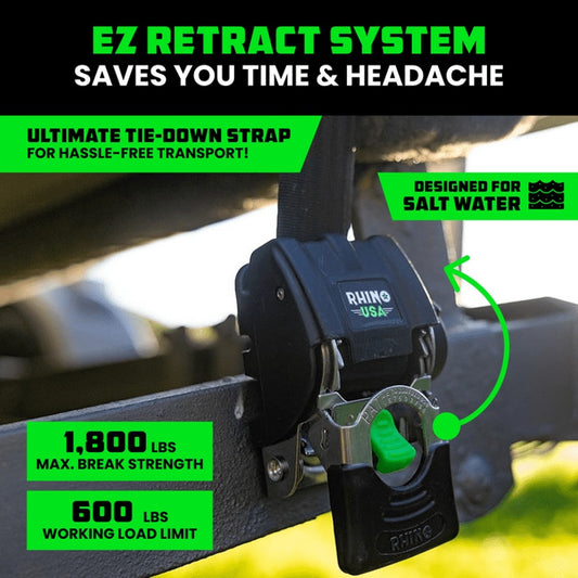 Rhino USA Heavy duty 2" x 43" Retractable Transom Tie-downs