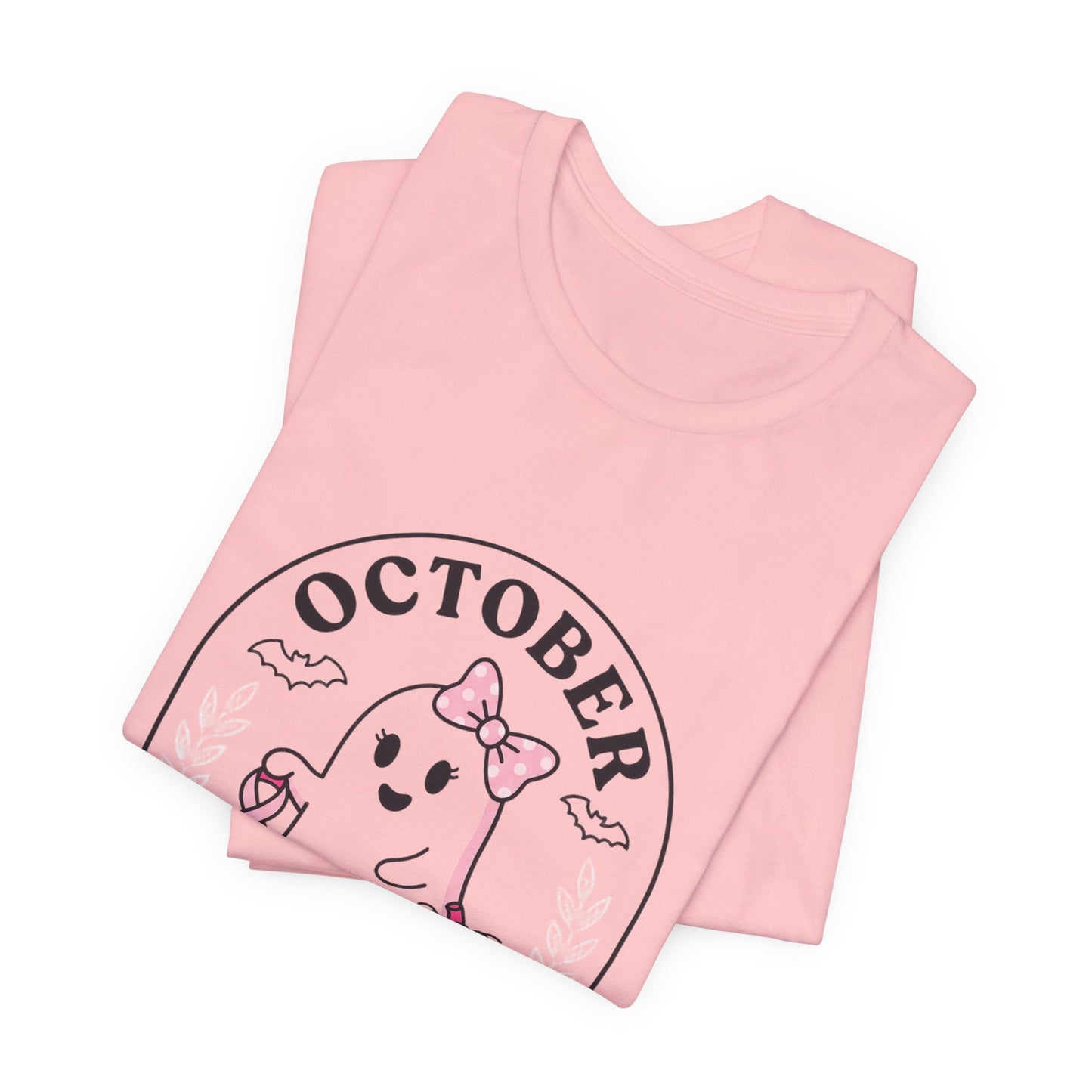 Pink Boo Crew Ghost Tee | Breast Cancer Awareness Ribbon, October Pink