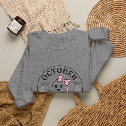 Pink Boo Crew Breast Cancer Awareness Sweatshirt | October Ribbon