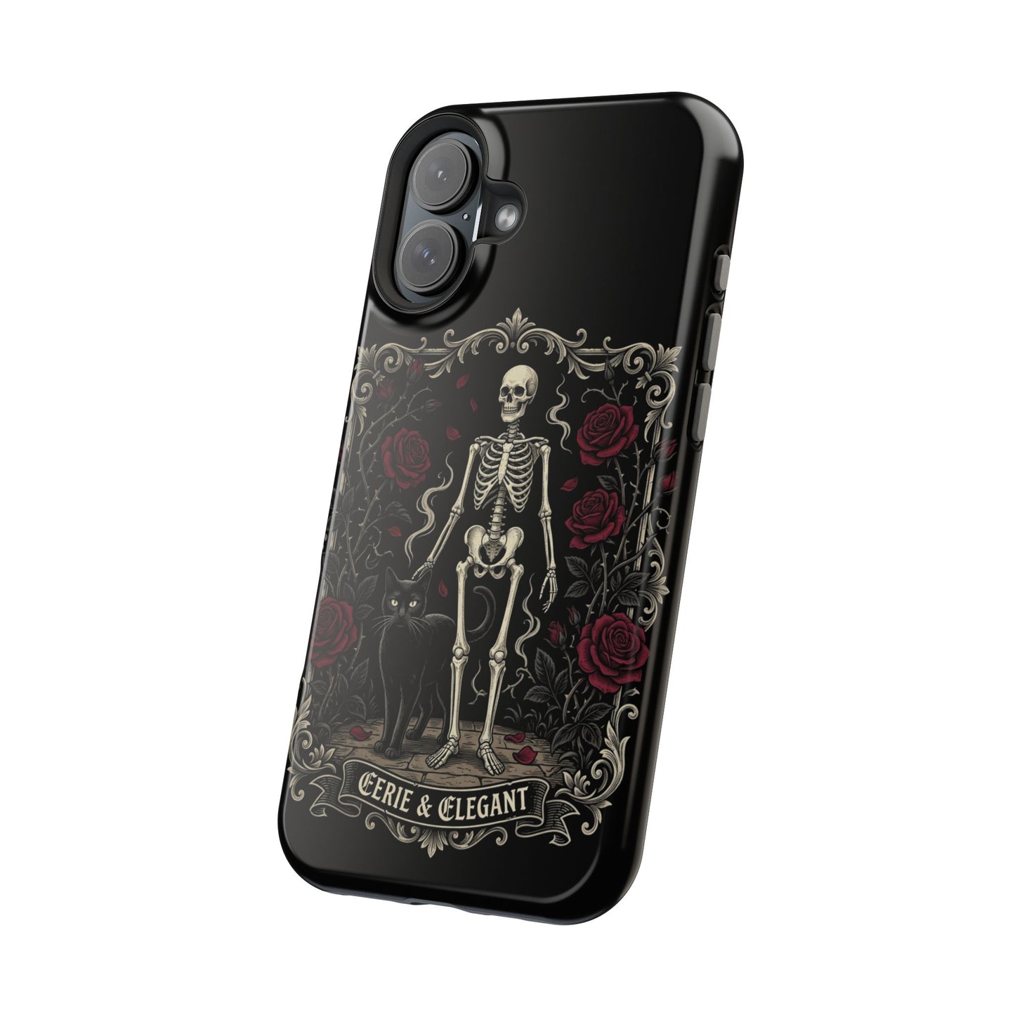 Eerie & Elegant Skeleton Phone Case — Magnetic Impact-Resistant