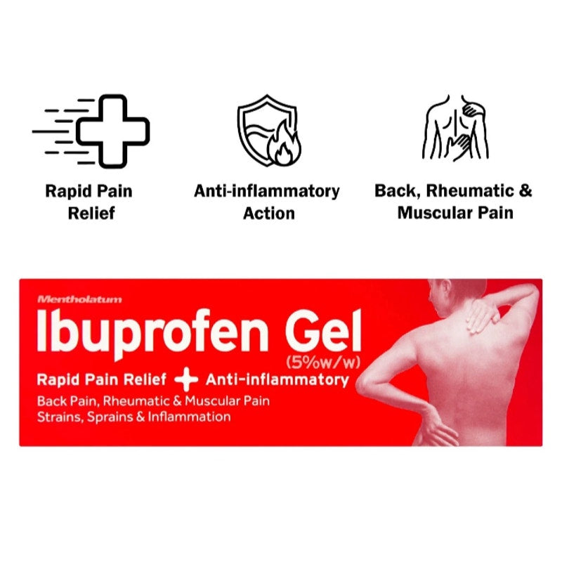 Ibuprofen Topical Gel 5% Rapid Pain Relief Back Rheumatic Muscular Pain 50G