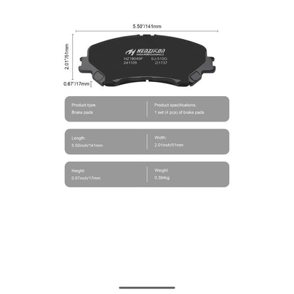 Nissan Rouge Front Brake Pads 2014 To 2020 Sport 19 To 21