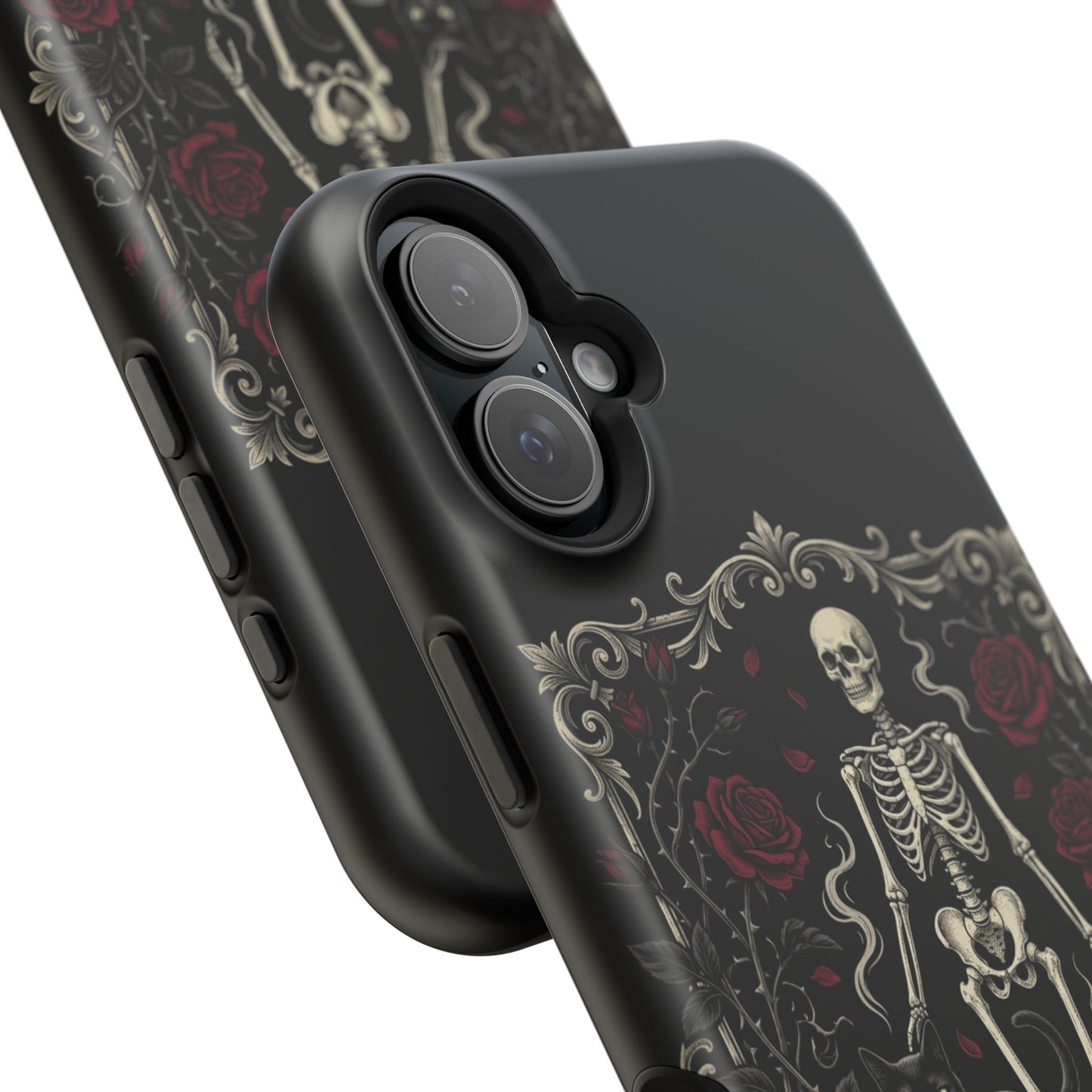 Eerie & Elegant Skeleton Phone Case — Magnetic Impact-Resistant