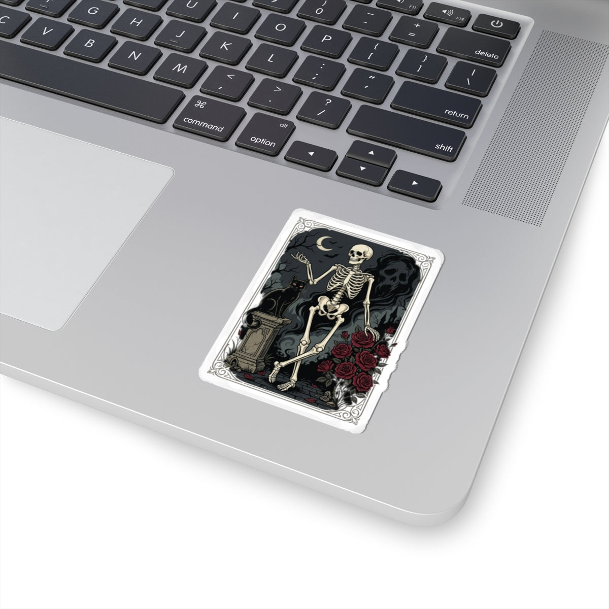 Skeleton Tarot Sticker — Gothic Rose Kiss-Cut Decorative Sticker