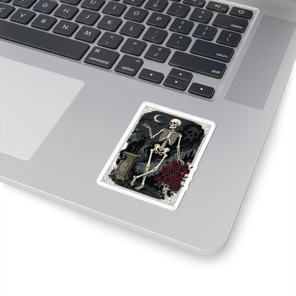 Skeleton Tarot Sticker — Gothic Rose Kiss-Cut Decorative Sticker