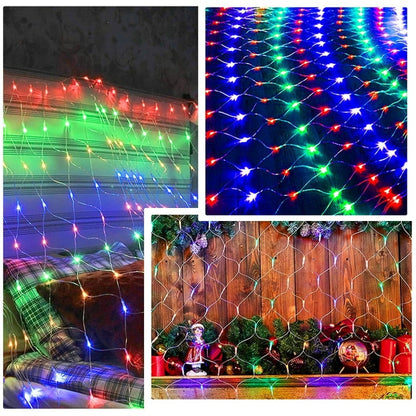 Solar Net Mesh Light 9.8ft x 6.6ft 192 LED, Waterproof Outdoor Net Light with 8 Modes