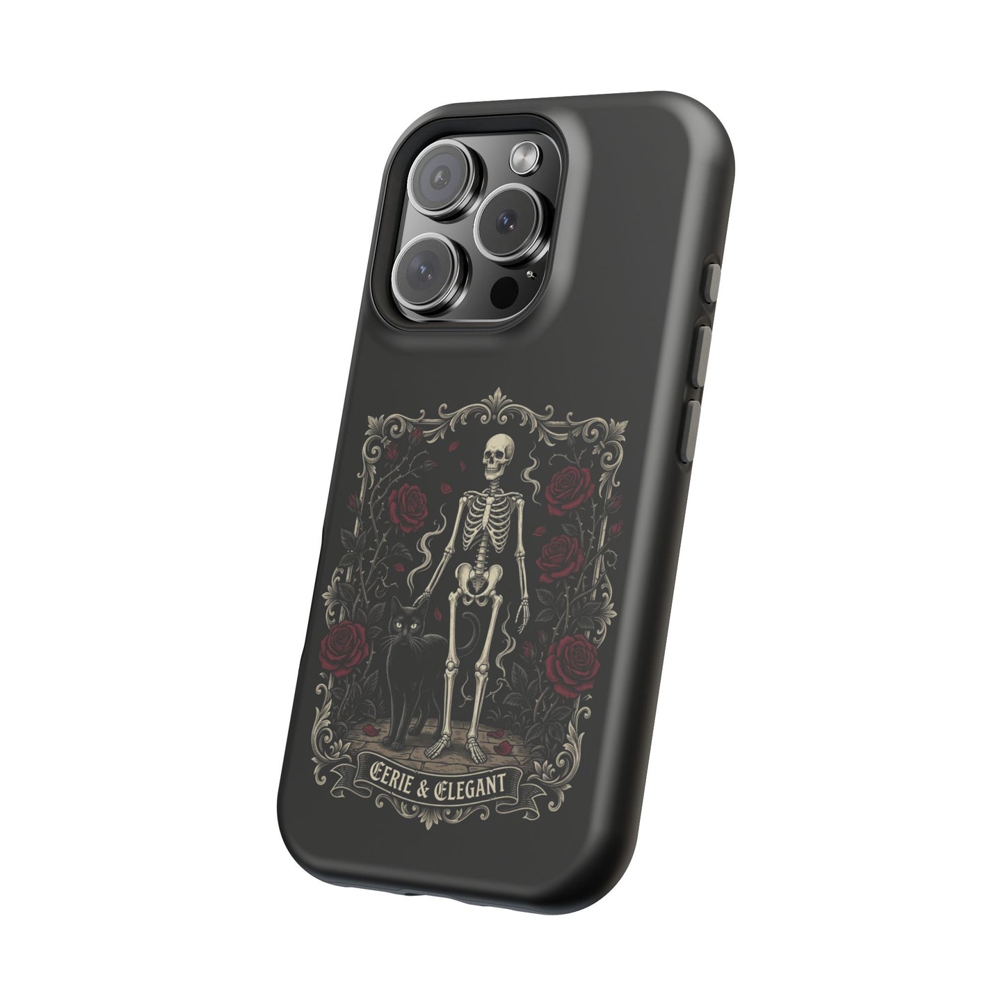 Eerie & Elegant Skeleton Phone Case — Magnetic Impact-Resistant