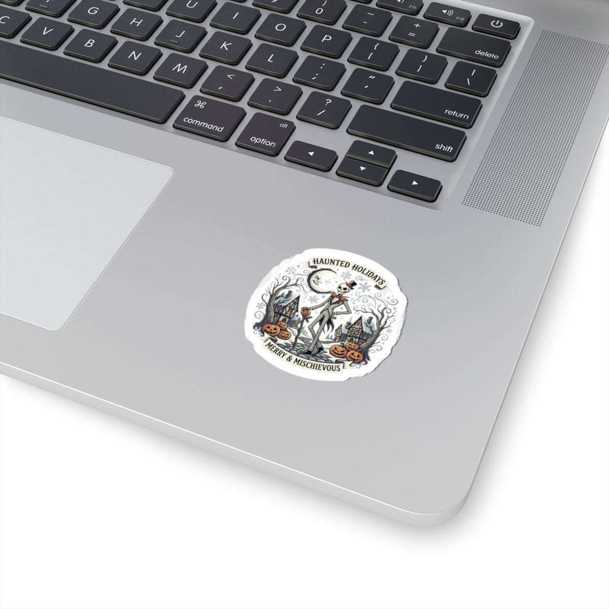 Haunted Holidays skeleton scene Sticker | Kiss-Cut Halloween sticker
