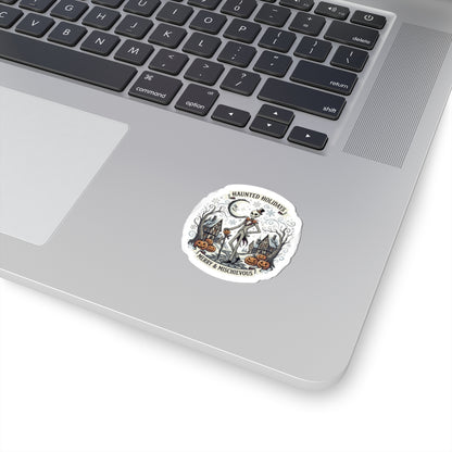 Haunted Holidays skeleton scene Sticker | Kiss-Cut Halloween sticker