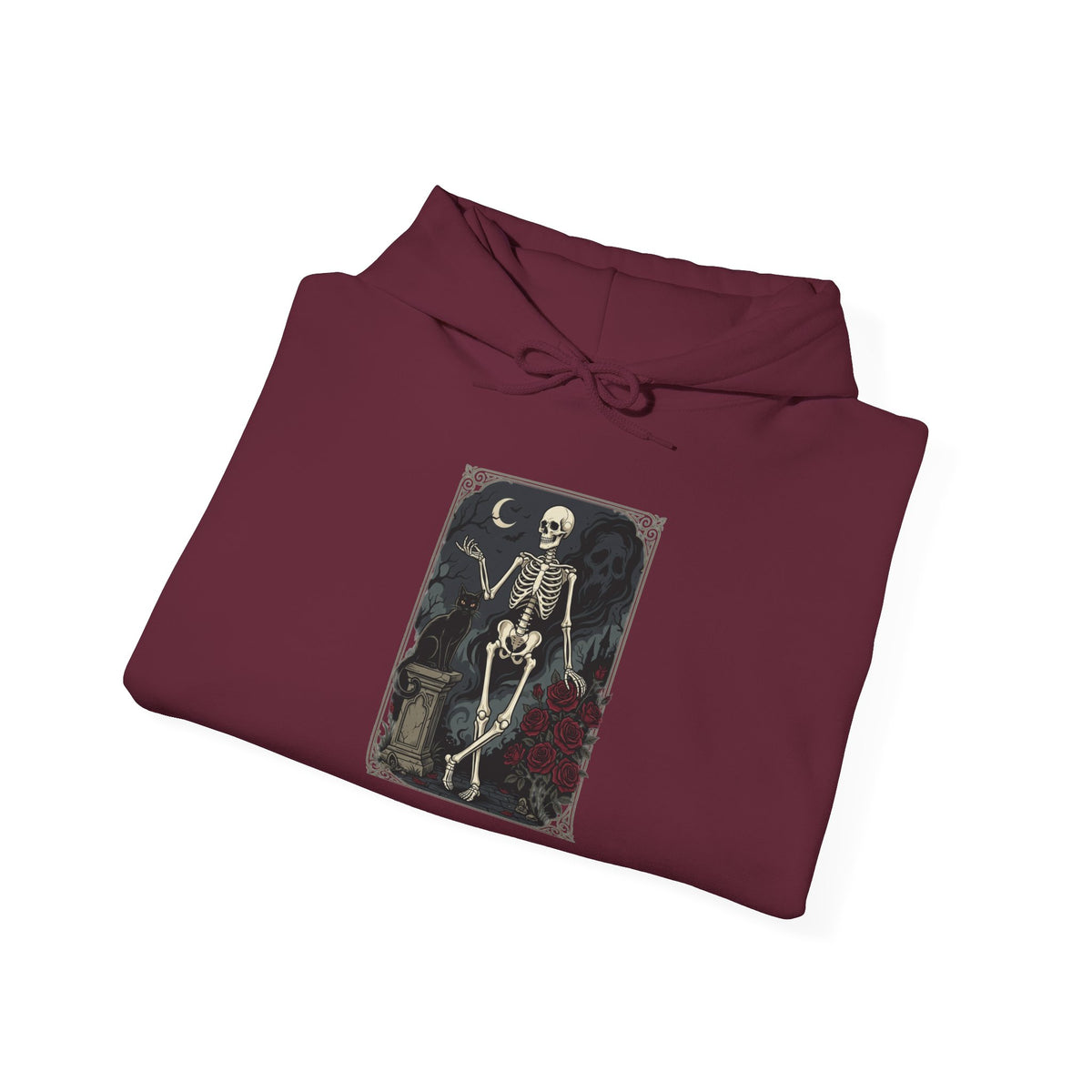 Gothic Skeleton Art Hoodie — Vintage Memento Mori Skull Design
