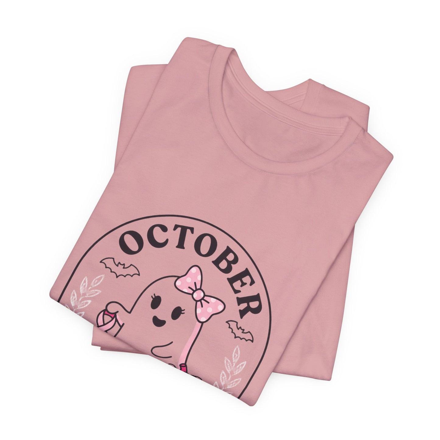 Pink Boo Crew Ghost Tee | Breast Cancer Awareness Ribbon, October Pink