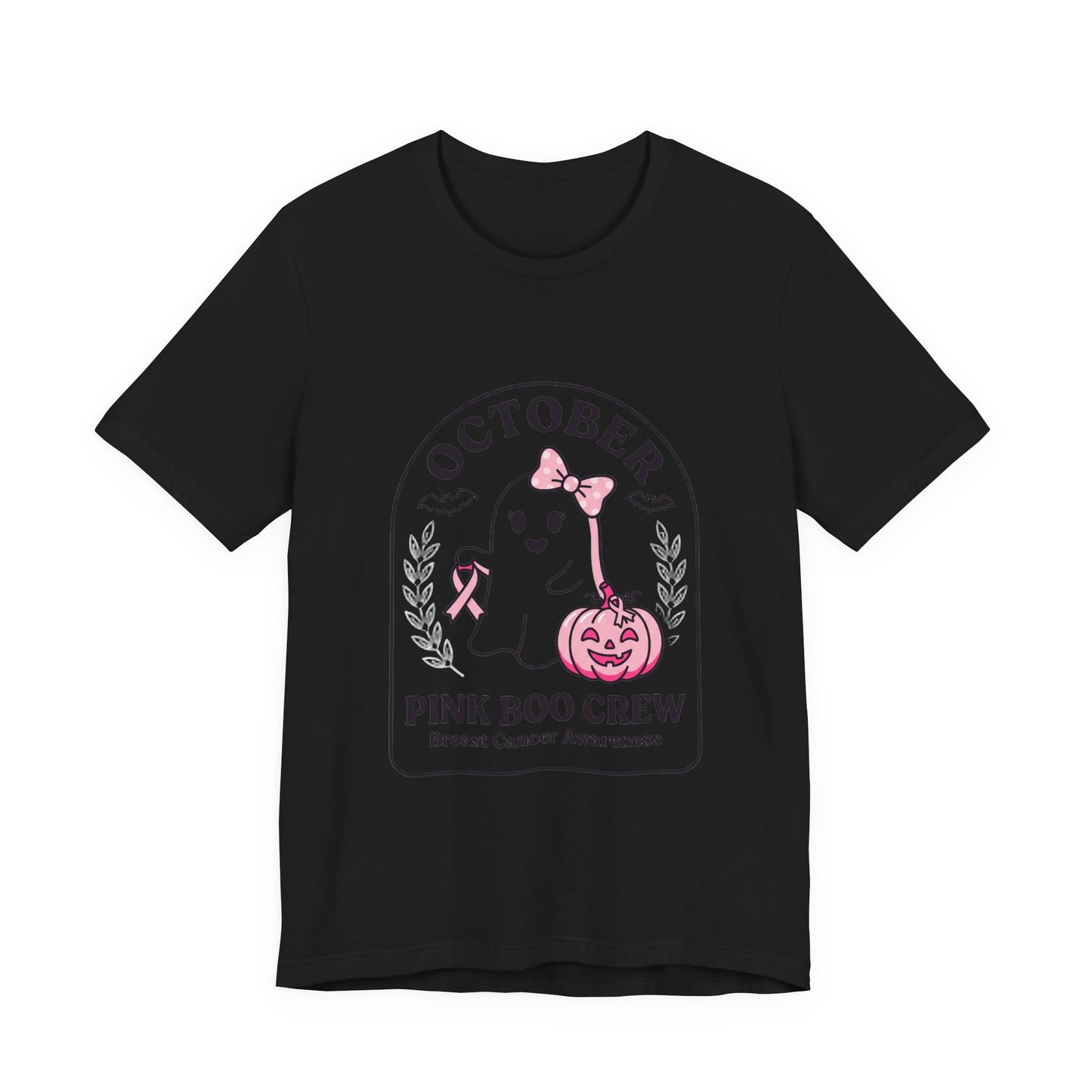 Pink Boo Crew Ghost Tee | Breast Cancer Awareness Ribbon, October Pink
