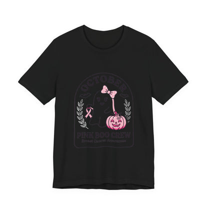 Pink Boo Crew Ghost Tee | Breast Cancer Awareness Ribbon, October Pink