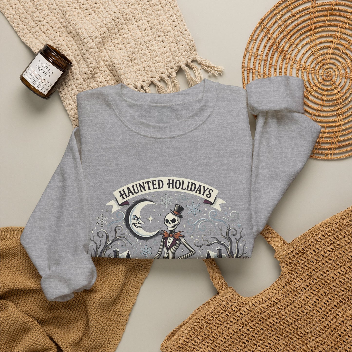 Dancing Witch Graveyard Crewneck Sweatshirt | Halloween Witch Design