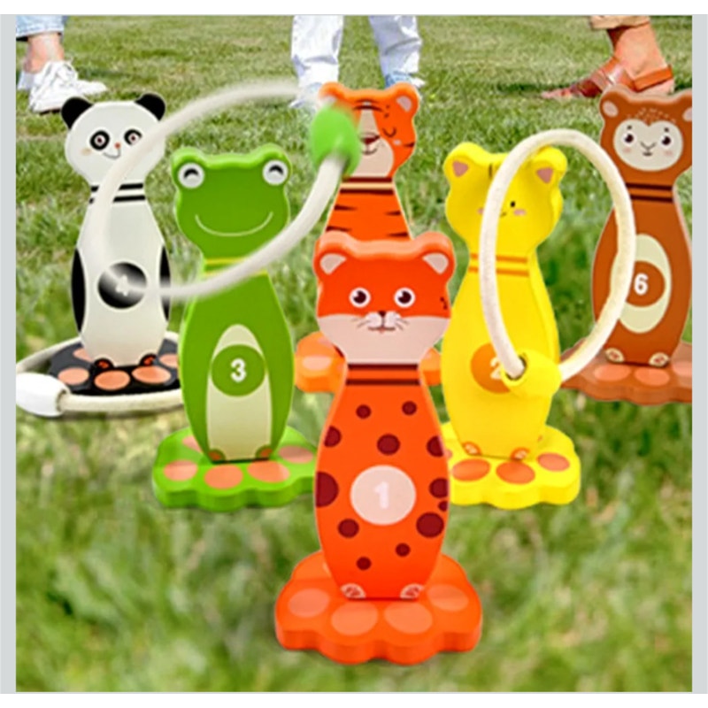 Wooden Ring Toss Game for Kids Animal Design Ages 1 +